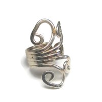 Vintage 80s Modernist Sterling Swirl Ring Size 5.5