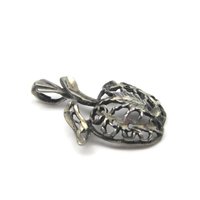Vintage Sterling Diamond Cut Filigree Apple Pendant