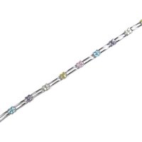 Vintage 90s Sterling Multi Stone Flower Bracelet 7 Inches