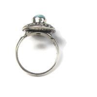 Vintage Sterling Filigree Larimar Ring Size 8