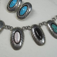 Estate Navajo Multi Stone Necklace and Earrings Native American Jewelry Set