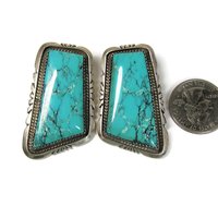 Large Vintage Sterling Turquoise Earrings Betty Bitsie
