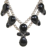 Huge Vintage Southwestern Sterling Onyx Necklace