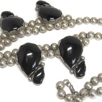 Huge Vintage Southwestern Sterling Onyx Necklace
