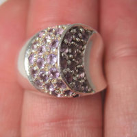 Vintage Sterling Amethyst Crescent Moon Ring Size 6