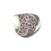 Vintage Sterling Amethyst Crescent Moon Ring Size 6