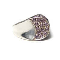Vintage Sterling Amethyst Crescent Moon Ring Size 6