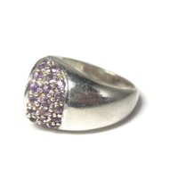 Vintage Sterling Amethyst Crescent Moon Ring Size 6