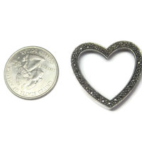 Large Vintage Sterling Marcasite Heart Pendant