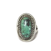 Vintage Sterling Navajo Green Turquoise Ring Size 6.5 Sarah Watson