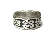 Wide Vintage 90s Sterling Celtic Band Ring Size 5