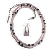 Vintage Sterling Navajo Pink Opal Sugilite Necklace Leonard Platero