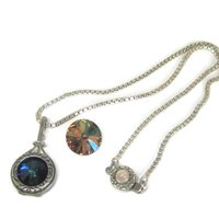 Vintage Sterling Interchangeable Pendant Rose Quartz Chain