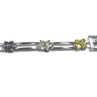 Vintage 90s Sterling Multi Stone Flower Bracelet 7 Inches