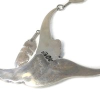 Navajo Sugilite Feather Necklace Wilbert Vandever Sterling Silver and 14K Yellow Gold