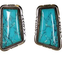 Large Vintage Sterling Turquoise Earrings Betty Bitsie