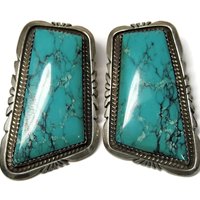 Large Vintage Sterling Turquoise Earrings Betty Bitsie