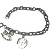 Vintage Sterling I Love You Rocking Horse Charm Bracelet