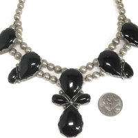 Huge Vintage Southwestern Sterling Onyx Necklace