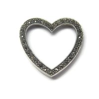 Large Vintage Sterling Marcasite Heart Pendant