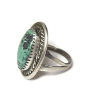 Vintage Sterling Navajo Green Turquoise Ring Size 6.5 Sarah Watson