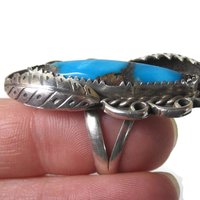 Large Vintage Navajo Turquoise Ring Size 8 Abel Toledo