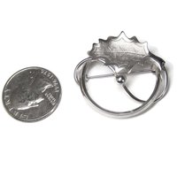 Vintage Reis Sterling Leaf Circle Brooch