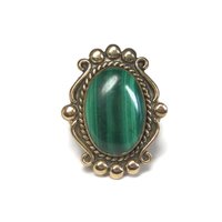 Vintage 12K GF Southwestern Malachite Ring Size 8