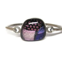 Vintage Dichroic Glass Sterling Bangle Bracelet