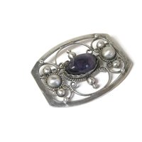 Estate Mexican Sterling Amethyst Brooch