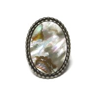 Large Vintage Sterling Abalone Ring Size 7