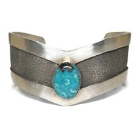 Vintage Navajo Sterling Tufa Turquoise Cuff Bracelet 6.75 Inches