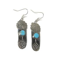 Vintage Navajo Sterling Turquoise Feather Earrings