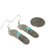 Vintage Navajo Sterling Turquoise Feather Earrings
