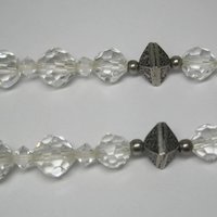 Vintage Sterling Czech Glass Faceted Bead Necklace