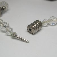 Vintage Sterling Czech Glass Faceted Bead Necklace