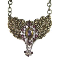 Vintage Brass Rhinestone Runway Bib Necklace