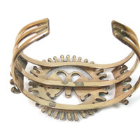 Native American Needlepoint Turquoise Inlay Butterfly Cuff Bracelet 6.25 Inches Paul Lucario