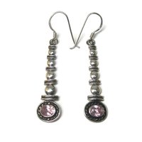 Long Sterling Pink Topaz Earrings