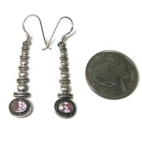 Long Sterling Pink Topaz Earrings