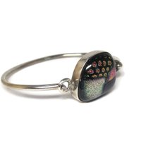 Vintage Dichroic Glass Sterling Bangle Bracelet