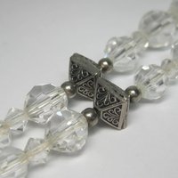 Vintage Sterling Czech Glass Faceted Bead Necklace