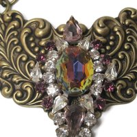 Vintage Brass Rhinestone Runway Bib Necklace