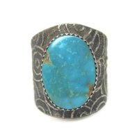 Vintage Tufa Cast Turquoise Ring Native American Size 11