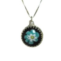 Vintage Sterling Art Glass Flower Pendant