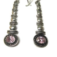 Long Sterling Pink Topaz Earrings