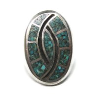 Southwestern Turquoise Chip Inlay Ring Size 9.5