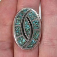 Southwestern Turquoise Chip Inlay Ring Size 9.5