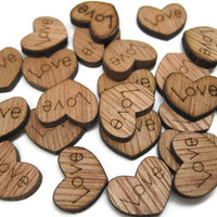 Wedding Table Confetti 100 Tiny Wooden Hearts