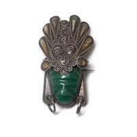 Vintage Mexican Sterling Mayan Mask Brooch AIM